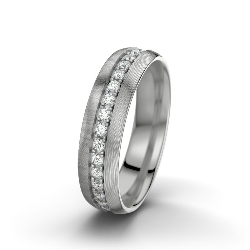 Diamantring Letizia F5, Palladium 585 quermatt, von vorn