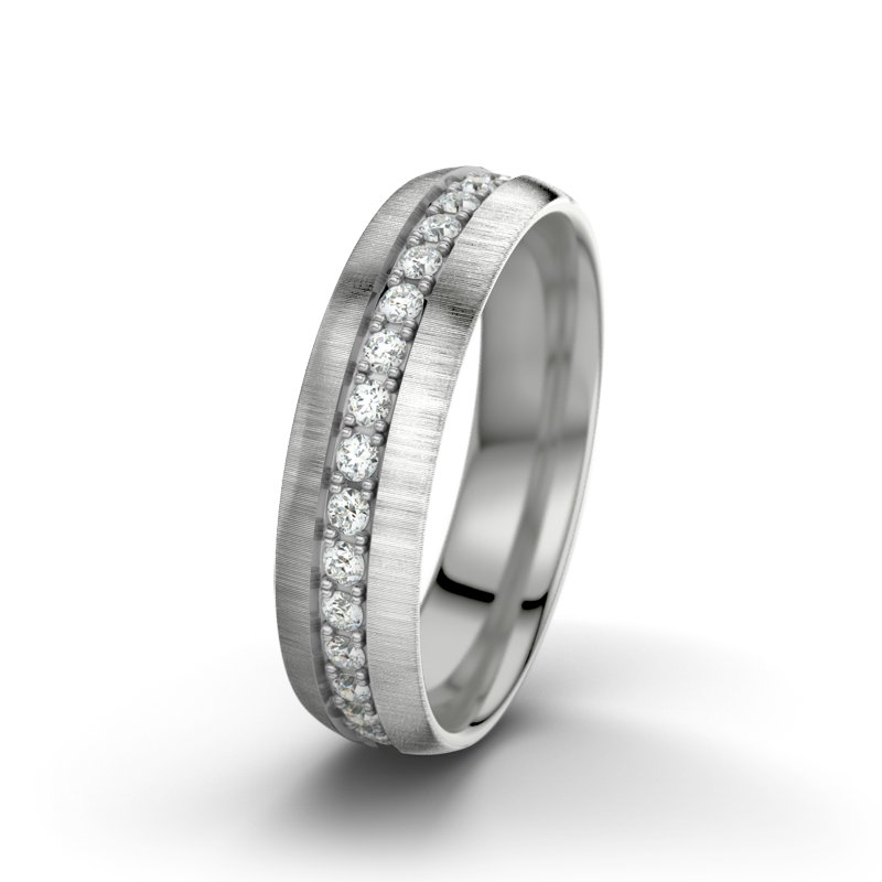 Diamantring Letizia F5, Palladium 585 quermatt, von vorn