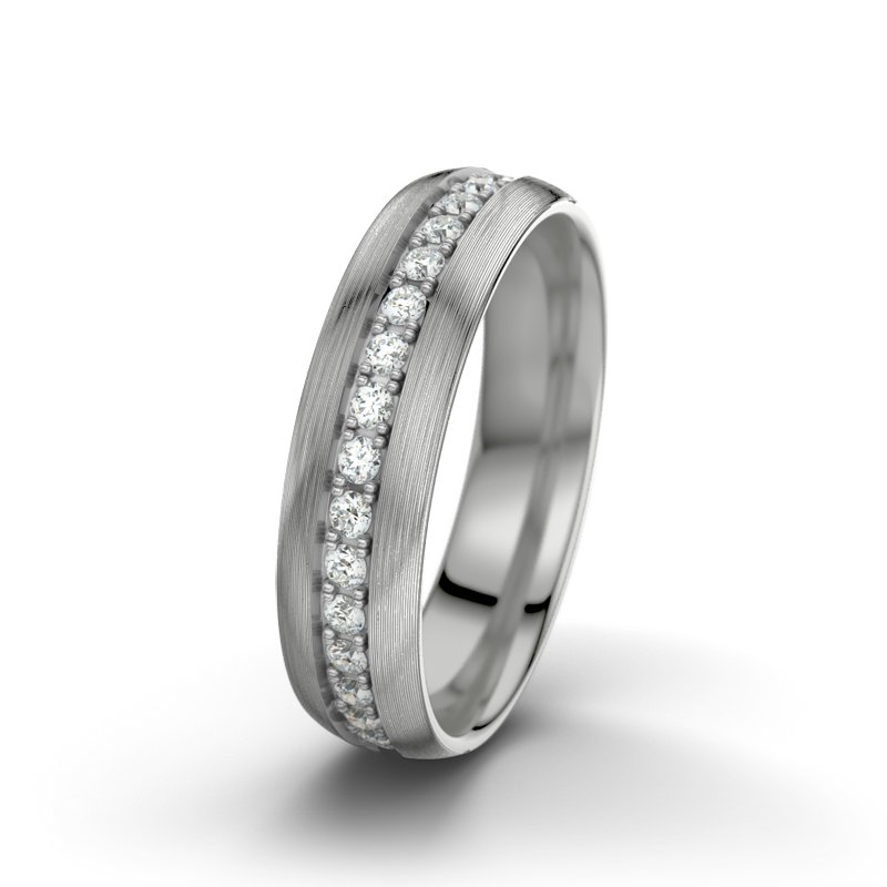 Diamantring Letizia F5, Platinum 600 längsmatt, von vorn