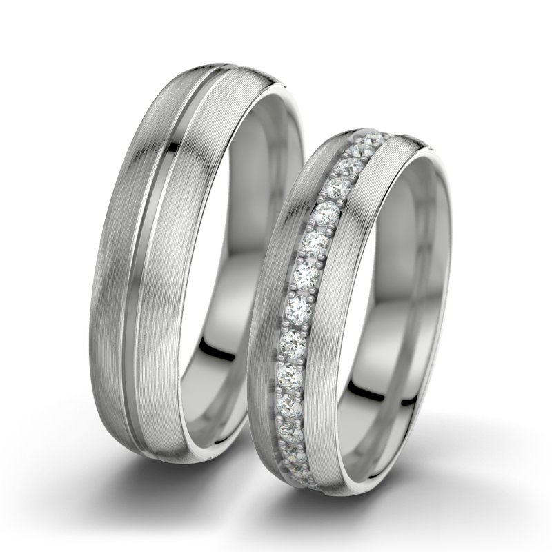 Diamantring Letizia F5, Platinum 950 längsmatt, von vorn