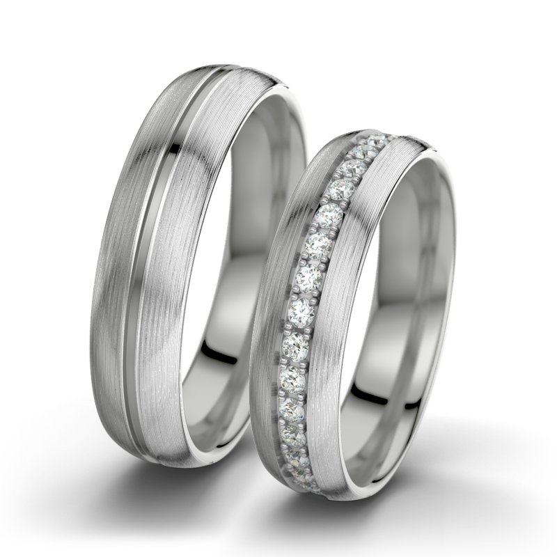 Diamantring Letizia F5, Platinum 600 längsmatt, von vorn