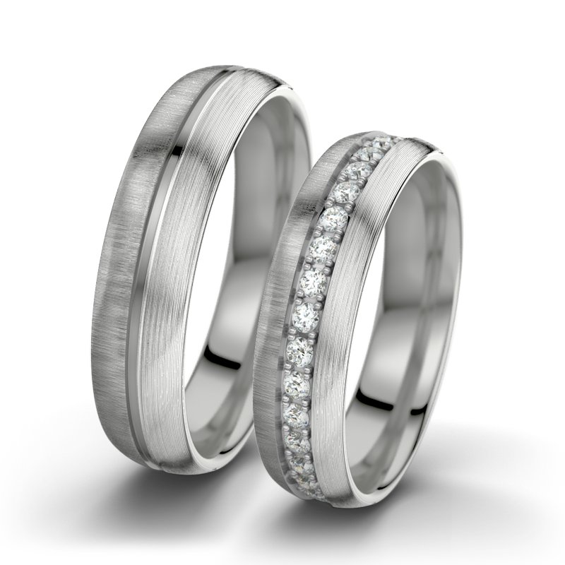 Diamantring Letizia F5, Platinum 600 quermatt, von vorn