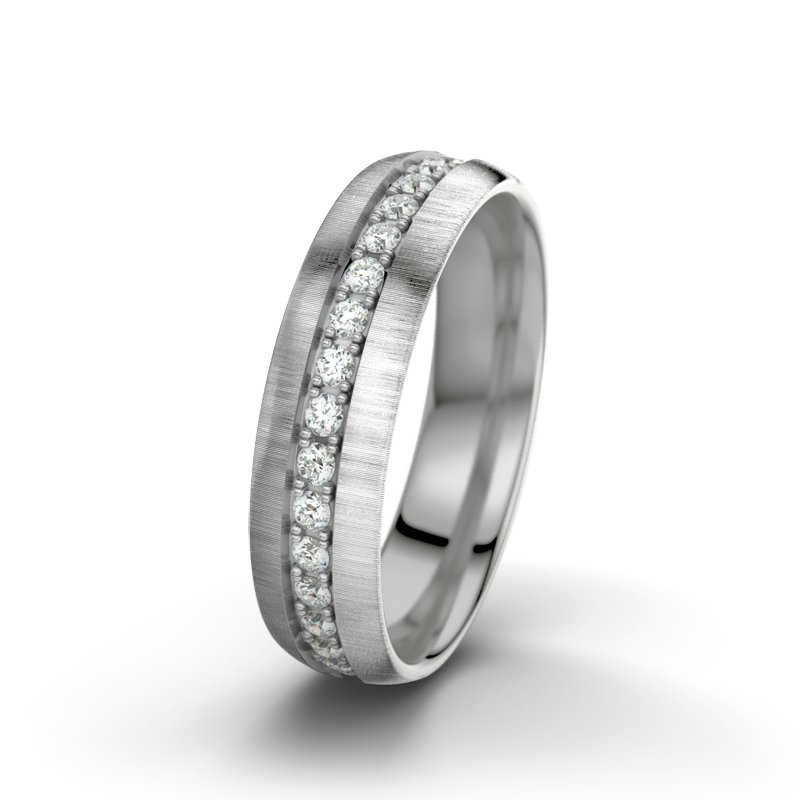 Diamantring Letizia F5, Platinum 600 quermatt, von vorn