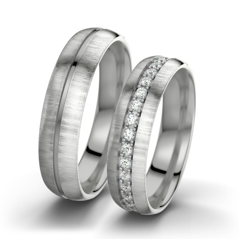Diamantring Letizia F5, Platinum 600 quermatt, von vorn