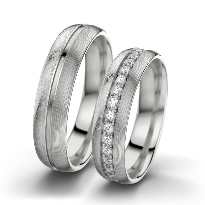 Diamantring Letizia F5, Sterlingsilber 925 eismatt, von vorn