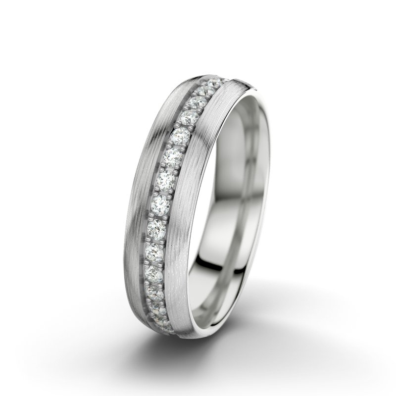 Diamantring Letizia F5, Sterlingsilber 925 längsmatt, von vorn