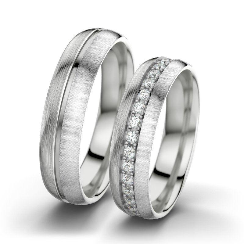 Diamantring Letizia F5, Sterlingsilber 925 längsmatt, von vorn