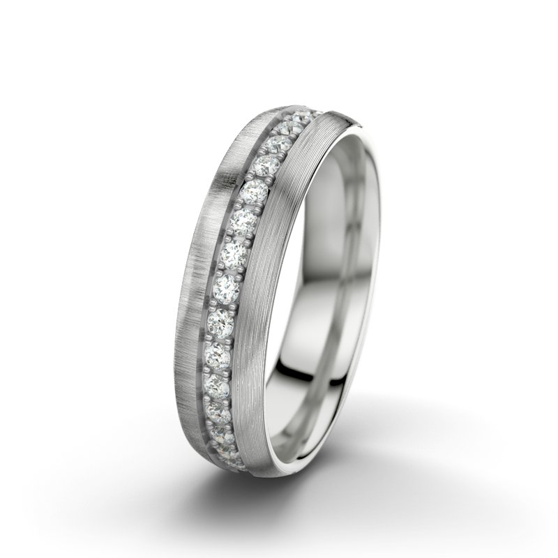 Diamantring Letizia F5, Sterlingsilber 925 quermatt, von vorn