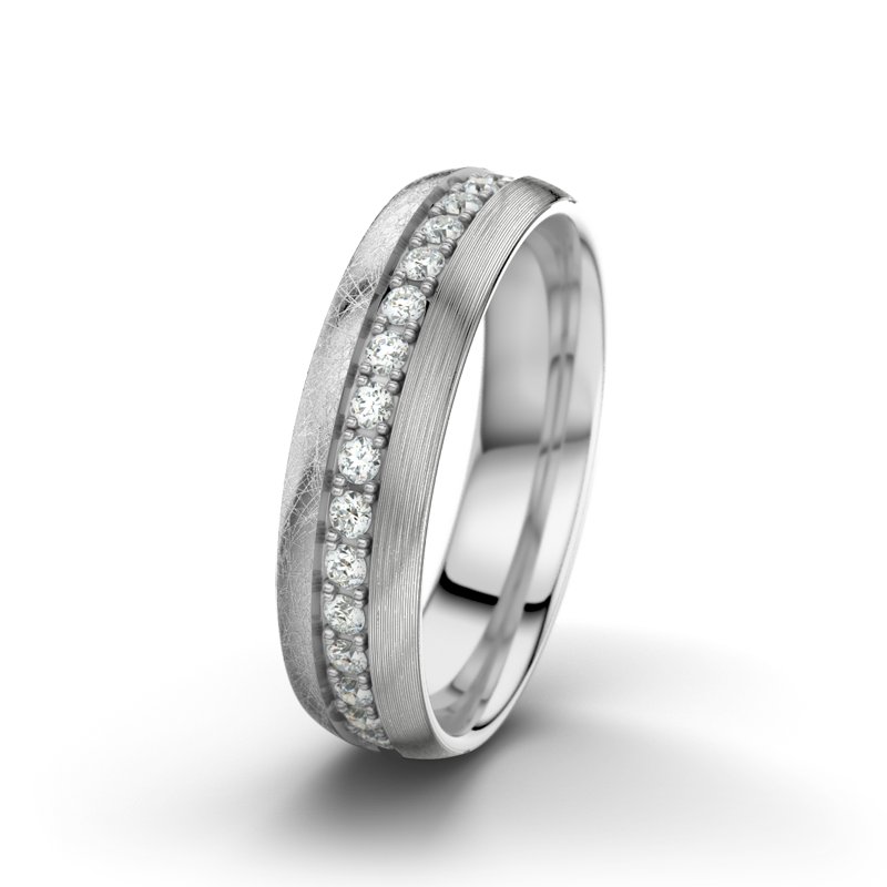 Diamantring Letizia F5, Weißgold 585 eismatt, von vorn
