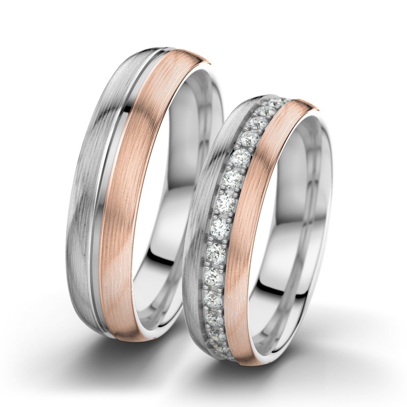 Diamantring Letizia F5, Weißgold 585 längsmatt, von vorn