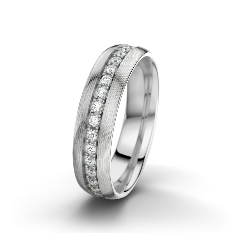 Diamantring Letizia F5, Weißgold 375 längsmatt, von vorn