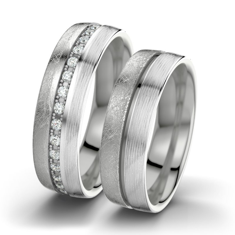Diamantring Letizia F6, Palladium 950 eismatt, von vorn