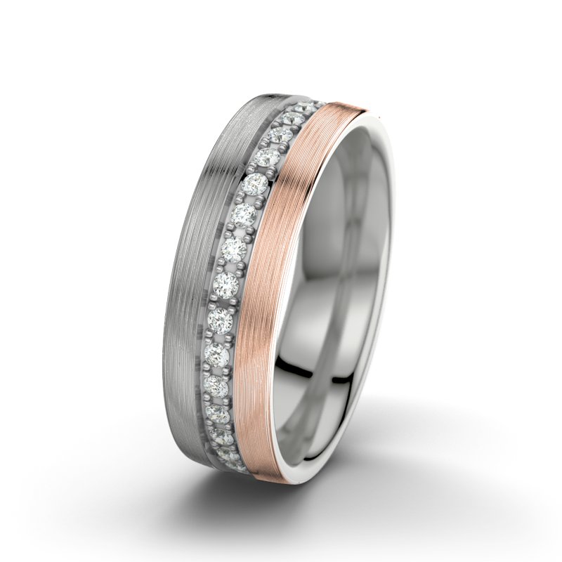 Diamantring Letizia F6, Palladium 585 längsmatt, von vorn