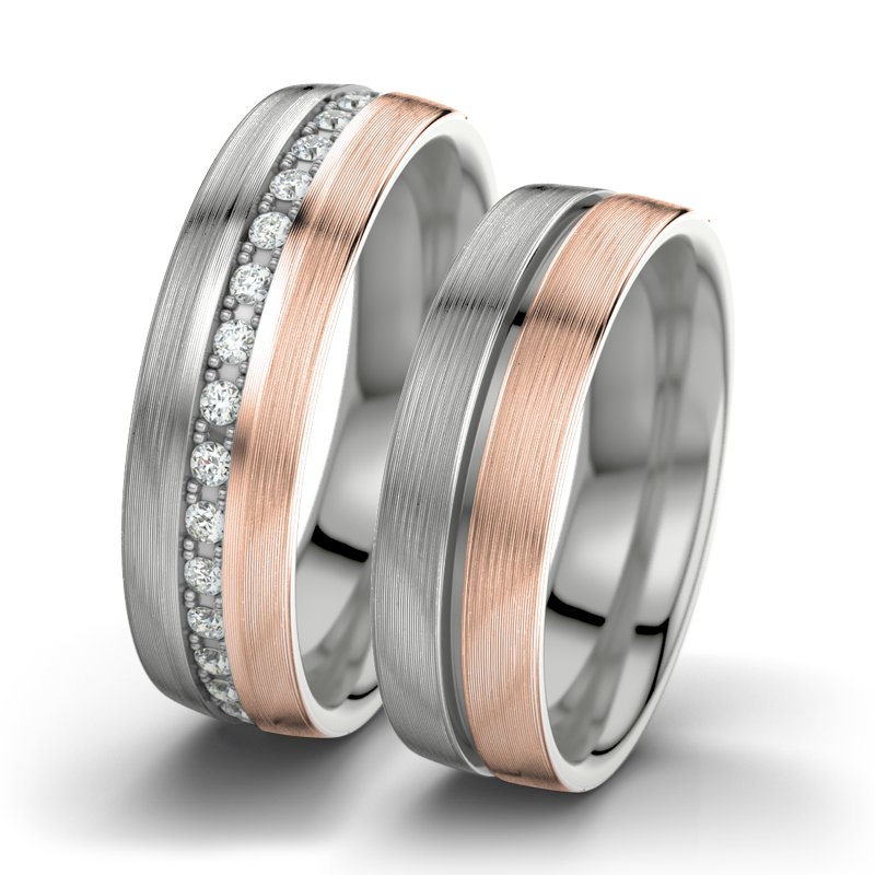 Diamantring Letizia F6, Palladium 585 längsmatt, von vorn
