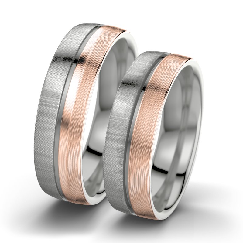 Kein Stein Palladium quermattring Letizia F6, Palladium 585 quermatt, von vorn