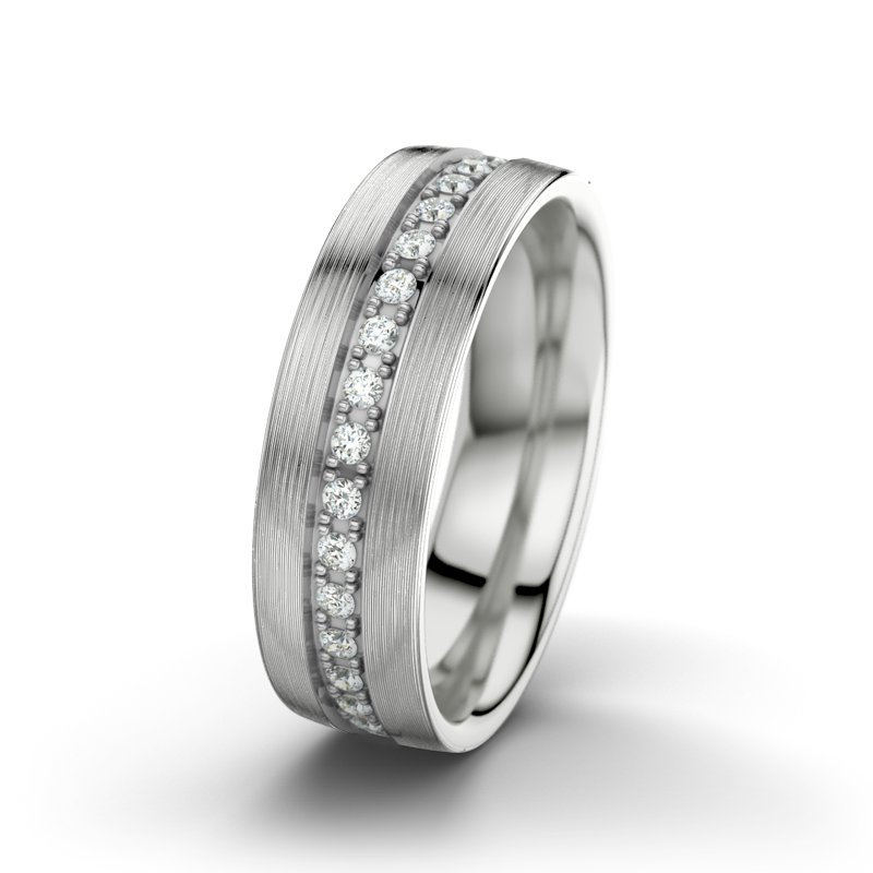 Diamantring Letizia F6, Sterlingsilber 925 längsmatt, von vorn