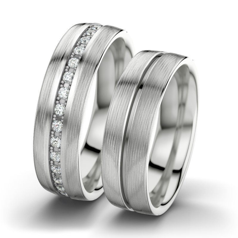 Diamantring Letizia F6, Sterlingsilber 925 längsmatt, von vorn