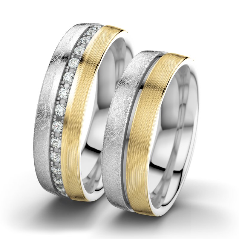 Diamantring Letizia F6, Weißgold 375 eismatt, von vorn
