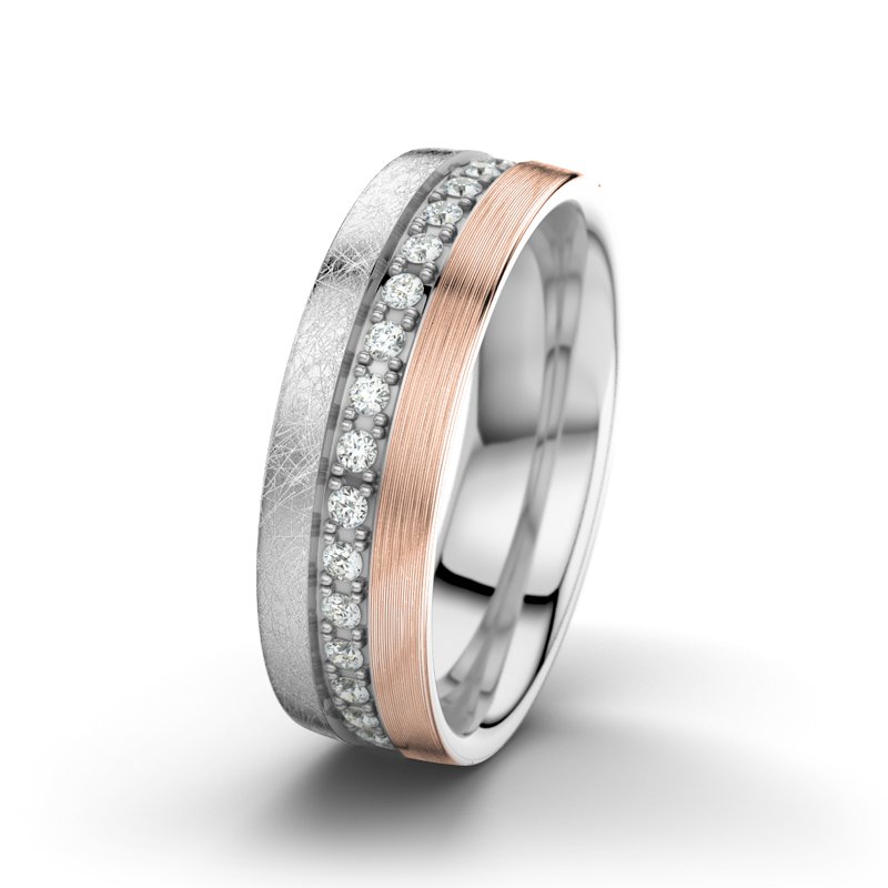 Diamantring Letizia F6, Weißgold 585 eismatt, von vorn