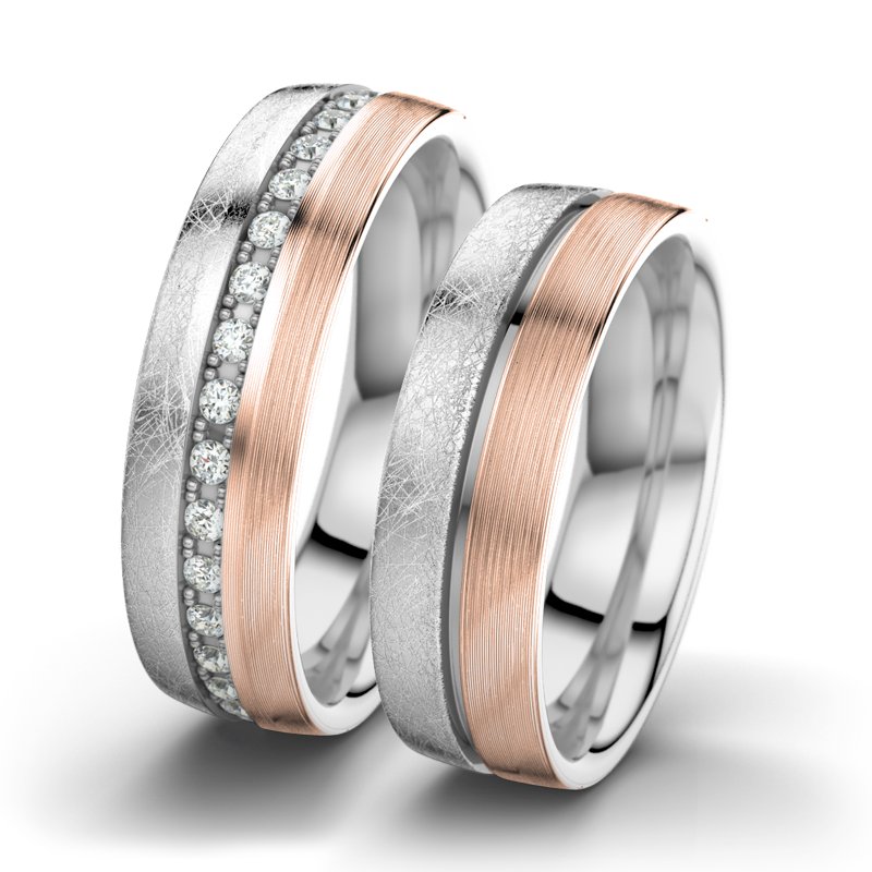 Diamantring Letizia F6, Weißgold 585 eismatt, von vorn