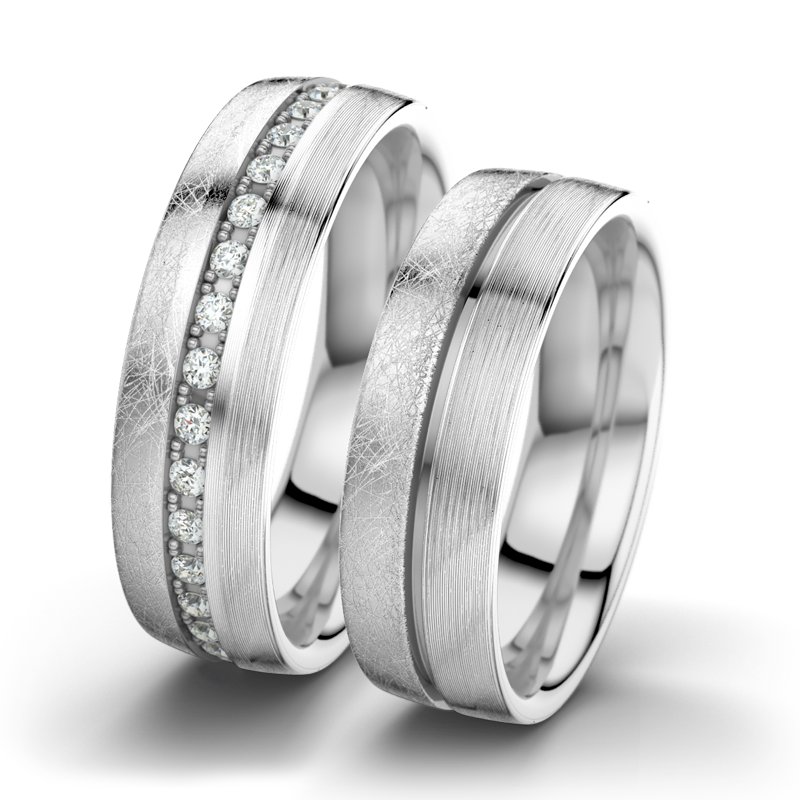 Diamantring Letizia F6, Weißgold 375 eismatt, von vorn