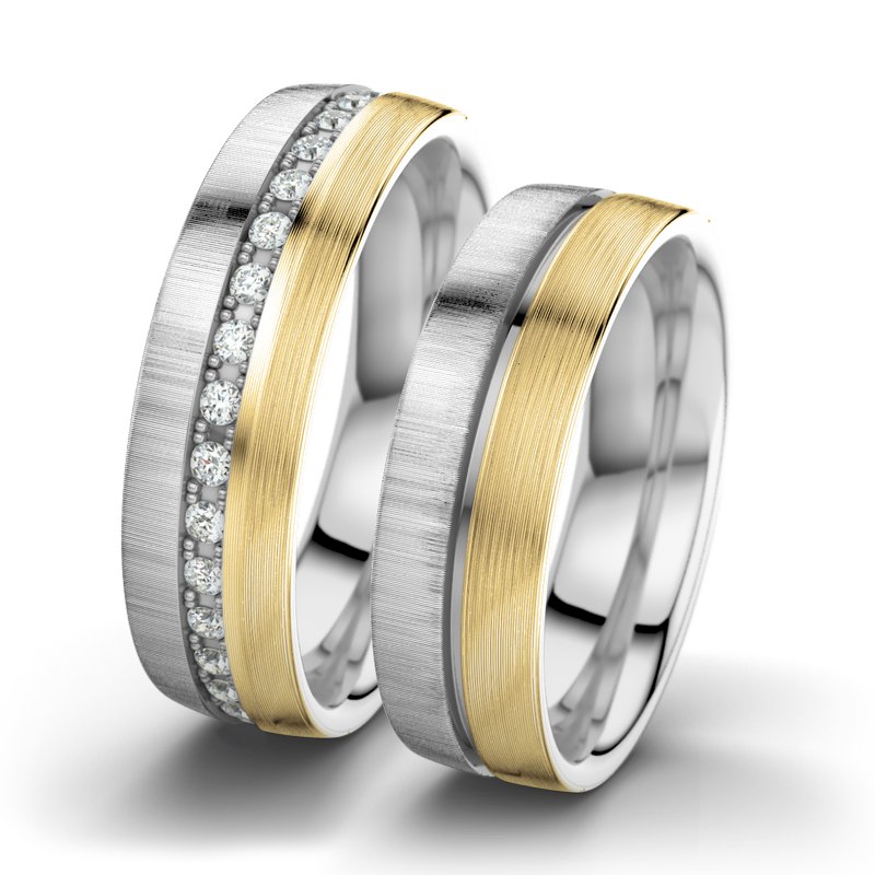 Diamantring Letizia F6, Weißgold 750 quermatt, von vorn