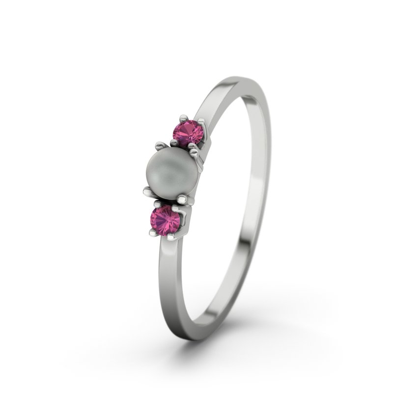 Weiße Süßwasserperlen Sterlingsilberring Lily Rose, Sterlingsilber 925, von vorn
