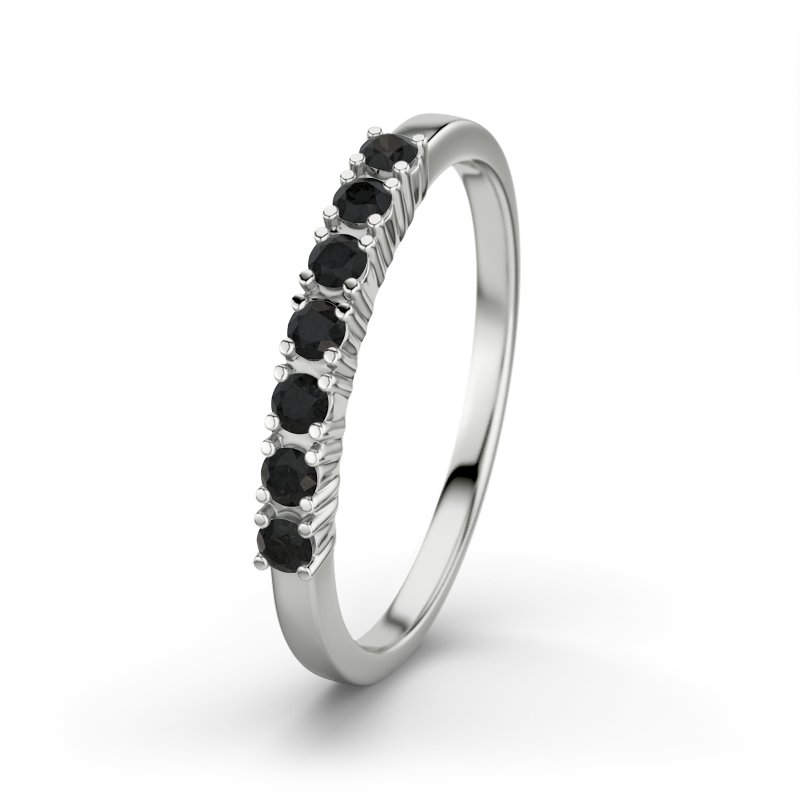 Diamant Schwarz Weißgoldring Linda, Weißgold 375, von vorn