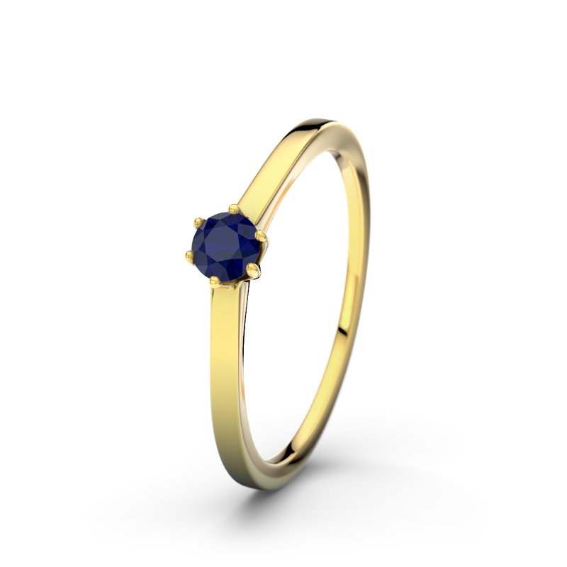 Blauer Saphir Gelbgoldring Long Beach, Gelbgold 750, von vorn
