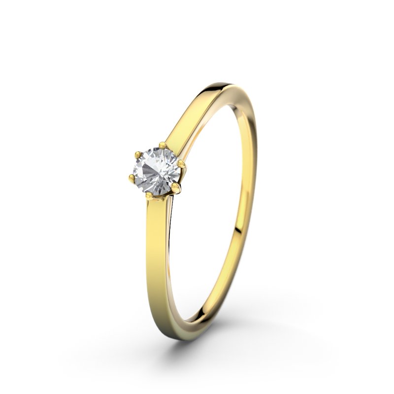 Zirkonia Gelbgoldring Long Beach, Gelbgold 750, von vorn