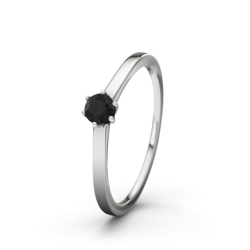 Diamant Schwarz Platinumring Long Beach, Platinum 950, von vorn