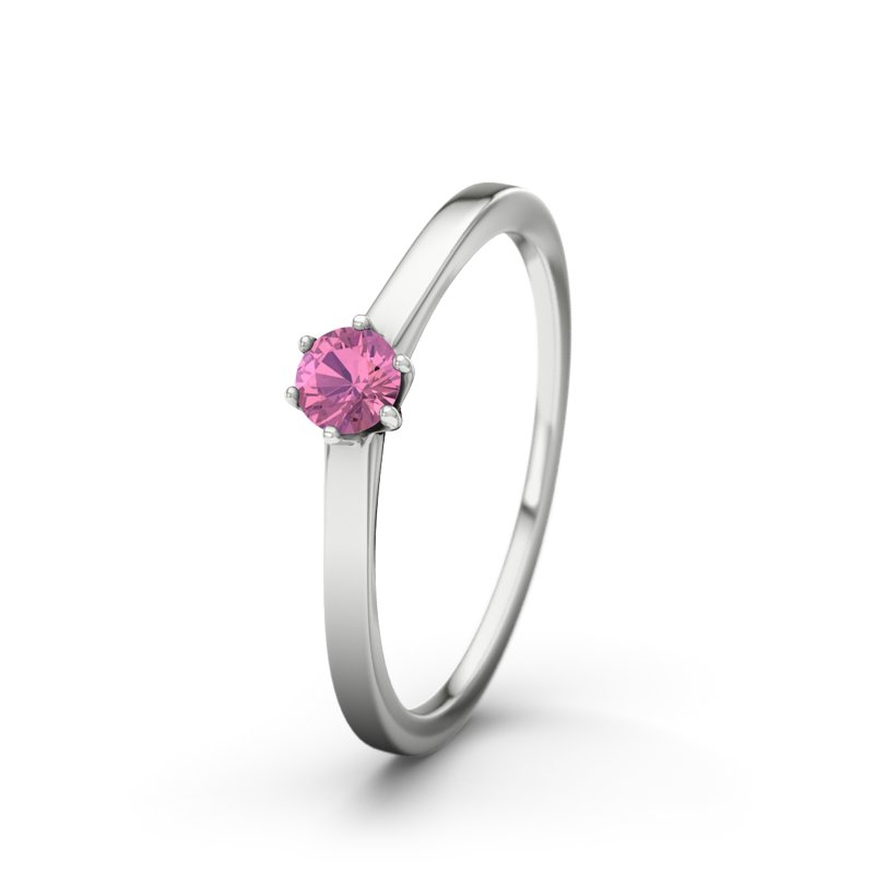 Pinker Turmalin Weißgoldring Long Beach, Weißgold 750, von vorn