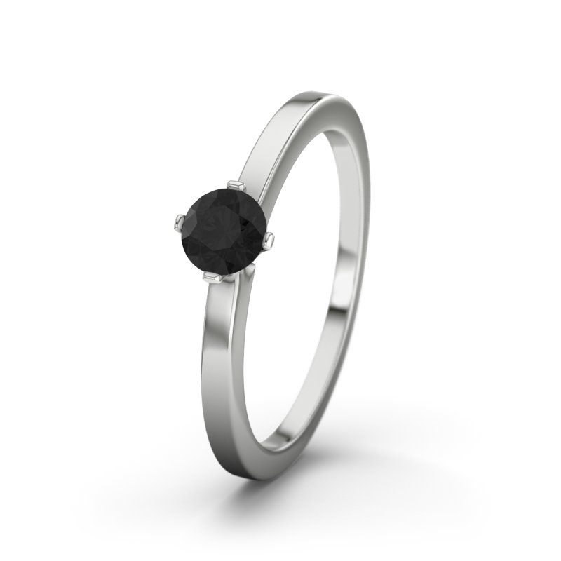 Diamant Schwarz Platinumring Long Island, Platinum 950, von vorn