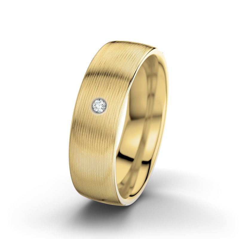 Diamantring Mary F6, Gelbgold 375 längsmatt, von vorn