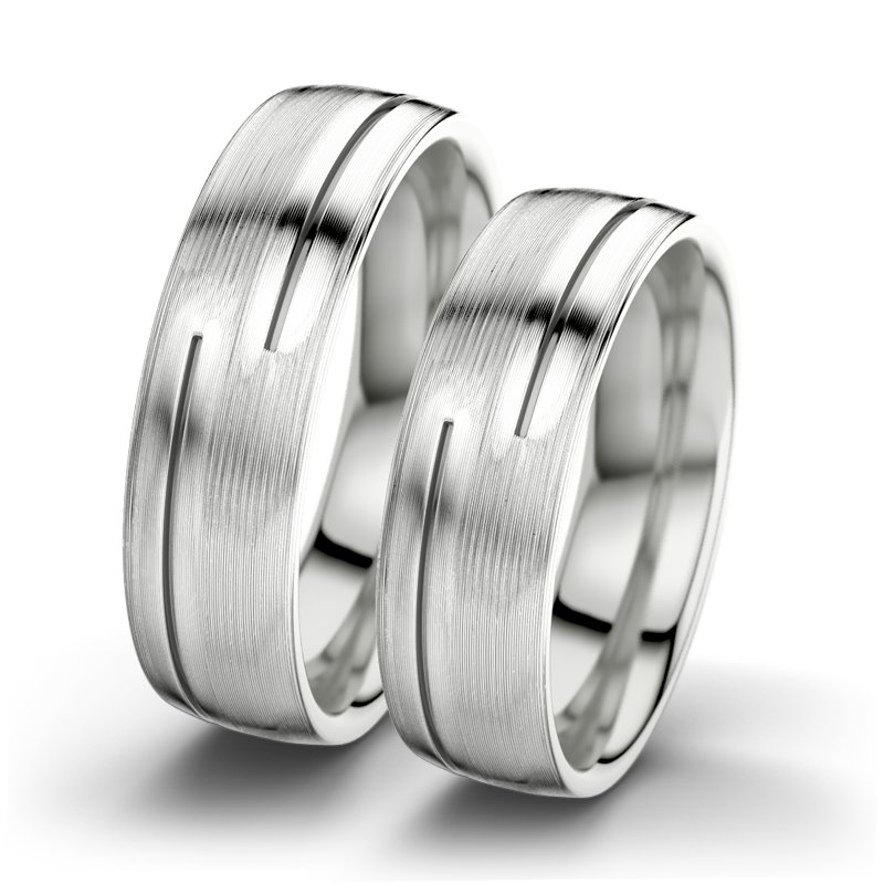 Kein Stein Sterlingsilber längsmattring Maxima F6, Sterlingsilber 925 längsmatt, von vorn