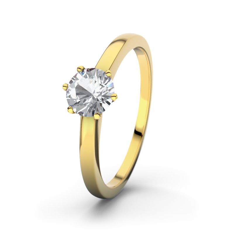 Zirkonia Gelbgoldring Memphis, Gelbgold 585, von vorn