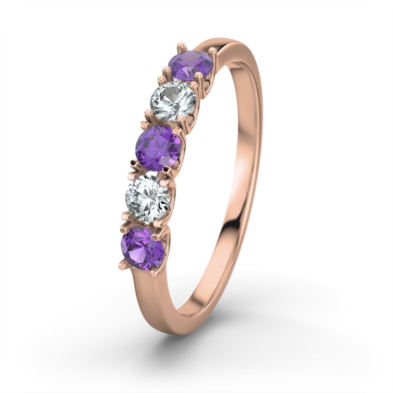 Amethyst Rotgoldring Mia, Rotgold 585, von vorn
