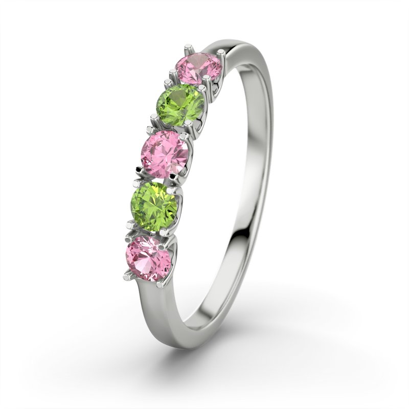 Pinker Turmalin Weißgoldring Mia, Weißgold 585, von vorn