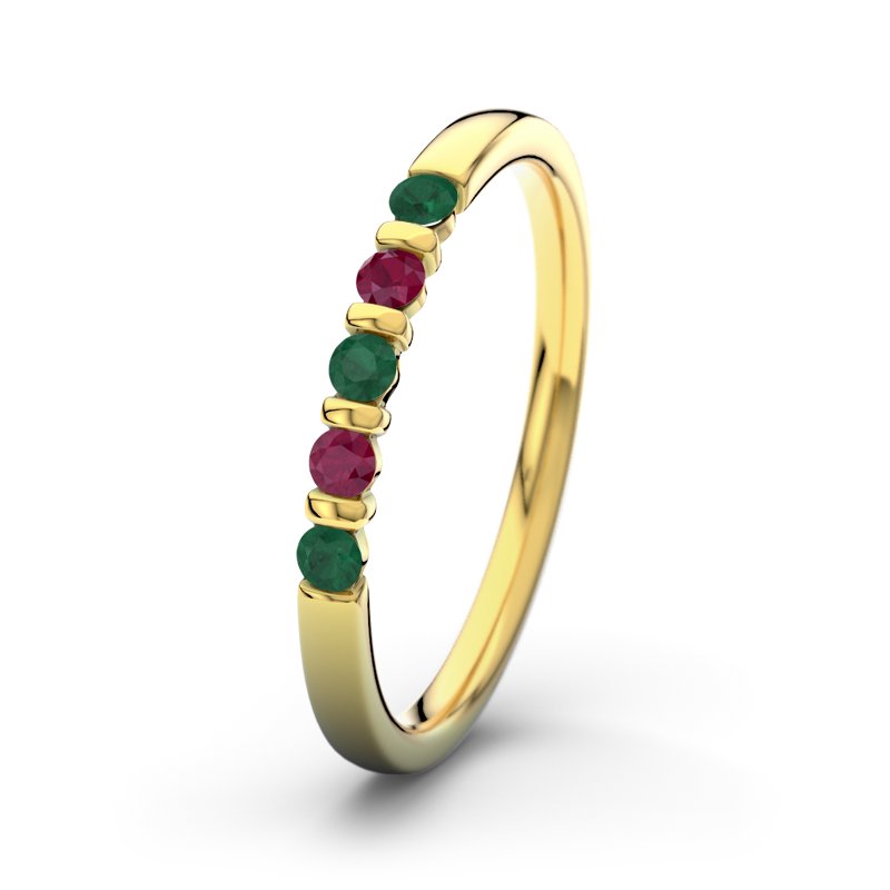 Smaragd Gelbgoldring Millie, Gelbgold 750, von vorn