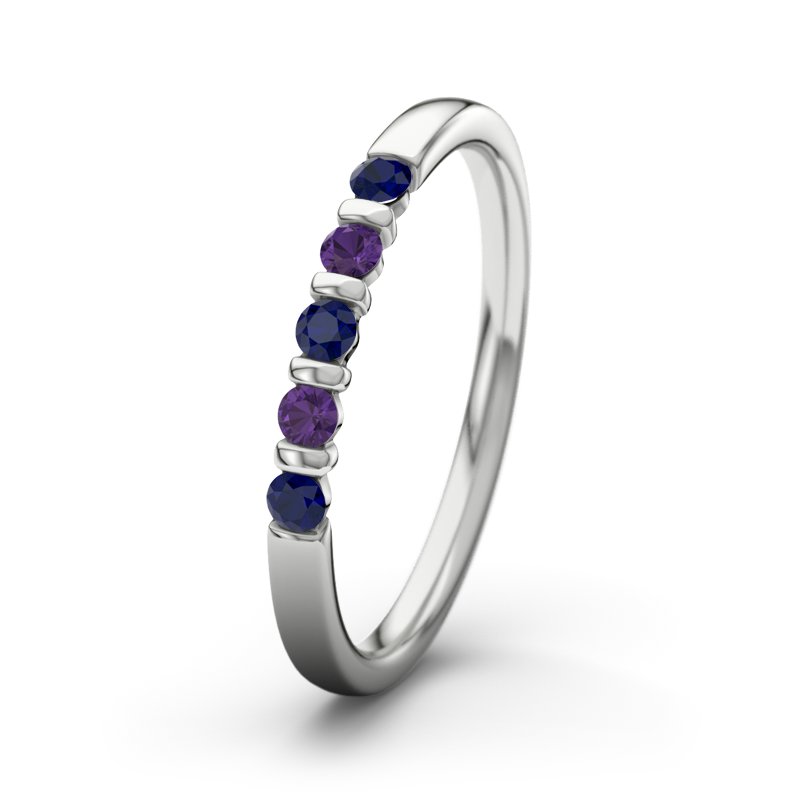 Blauer Saphir Platinumring Millie, Platinum 950, von vorn