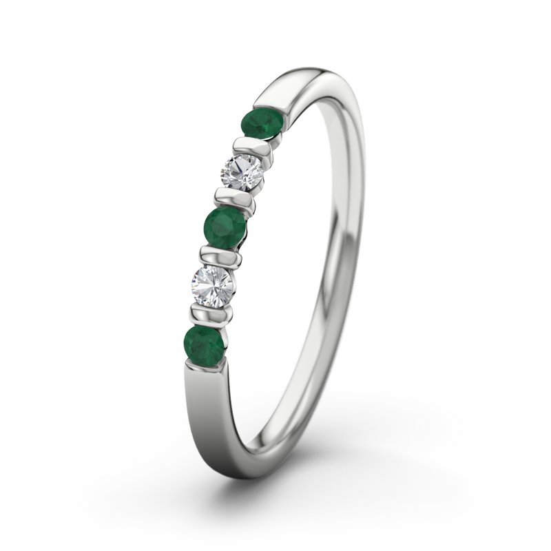 Smaragd Platinumring Millie, Platinum 950, von vorn