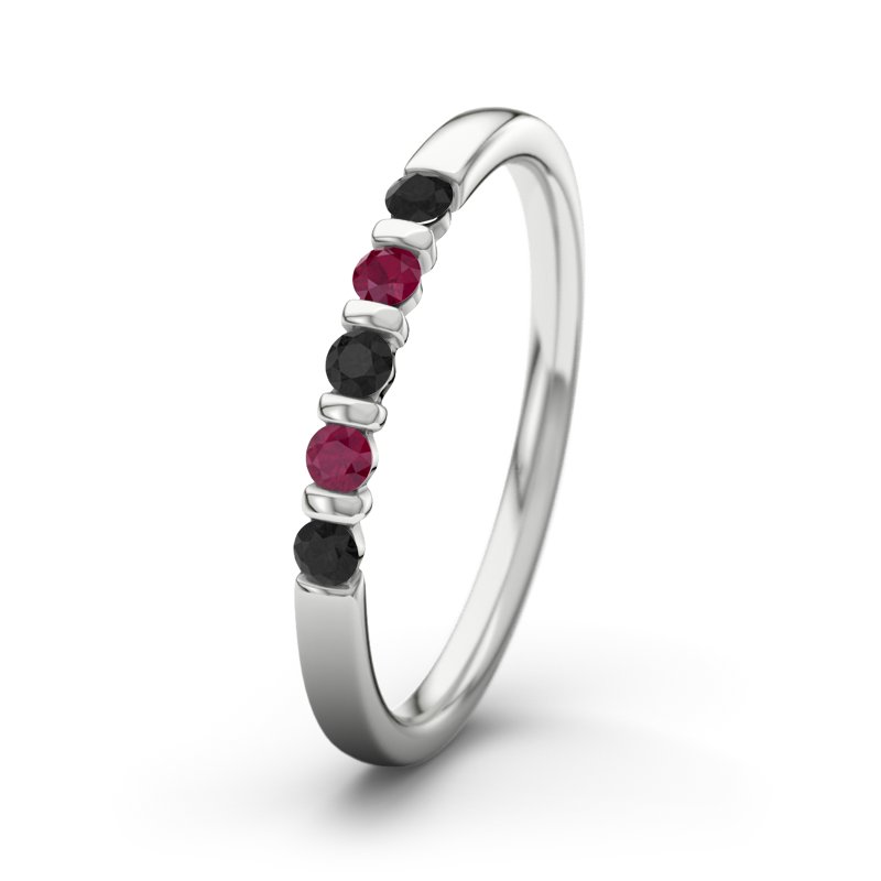 Diamant Schwarz Sterlingsilberring Millie, Sterlingsilber 925, von vorn