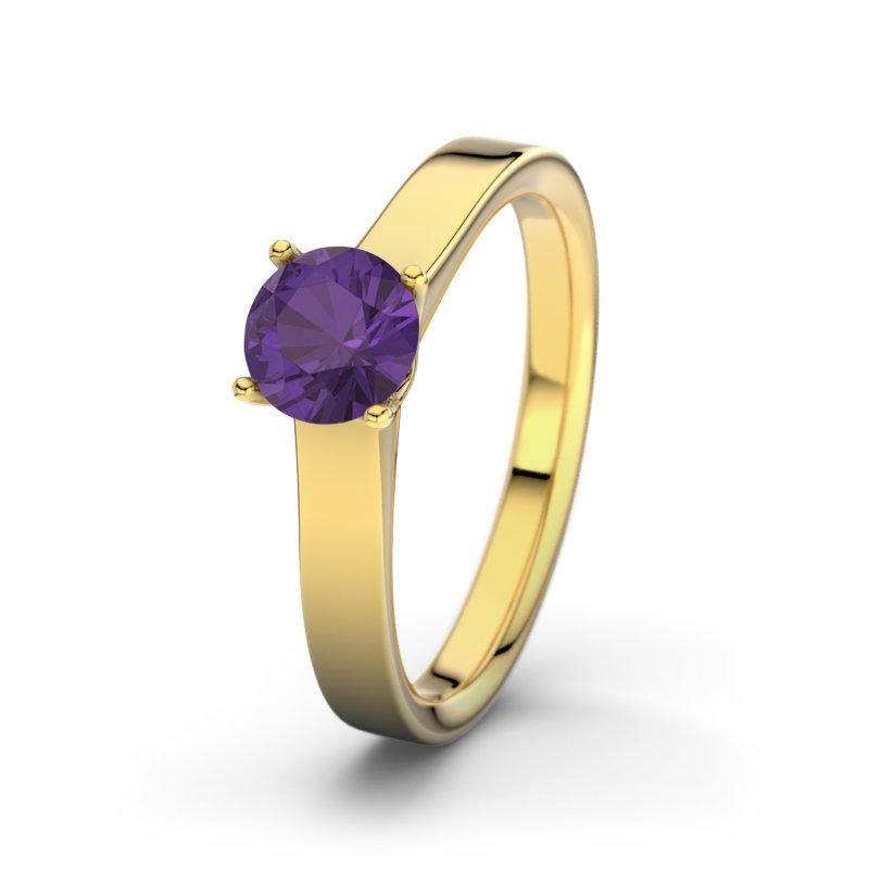 Amethyst Gelbgoldring Montpellier, Gelbgold 375, von vorn