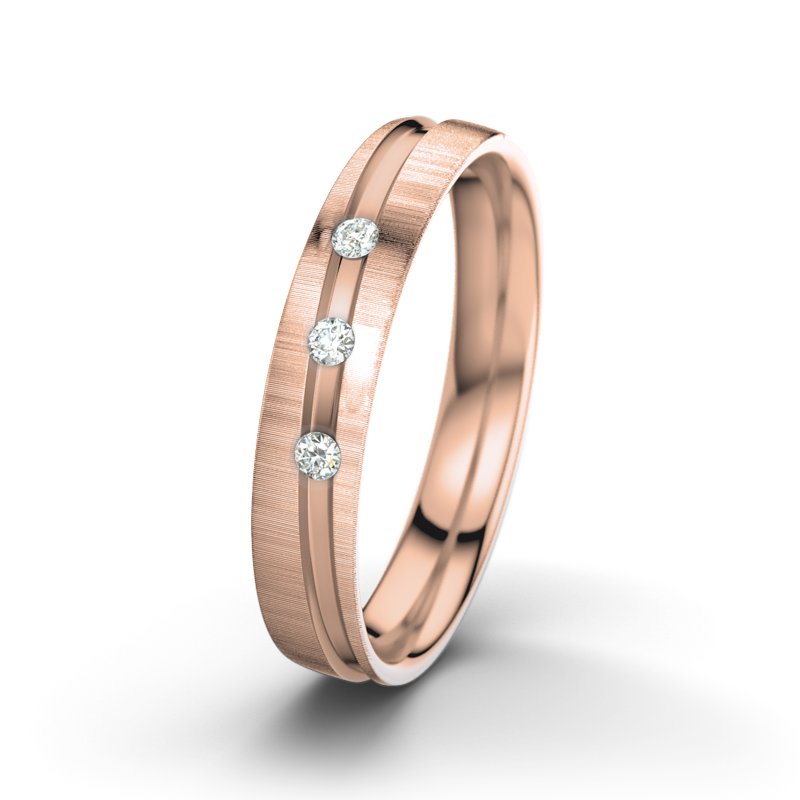 Diamantring Mr Darcy M4, Rotgold 375 quermatt, von vorn