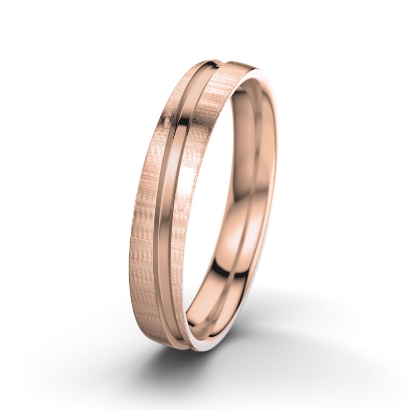 Kein Stein Rotgold quermattring Mr Darcy M4, Rotgold 750 quermatt, von vorn