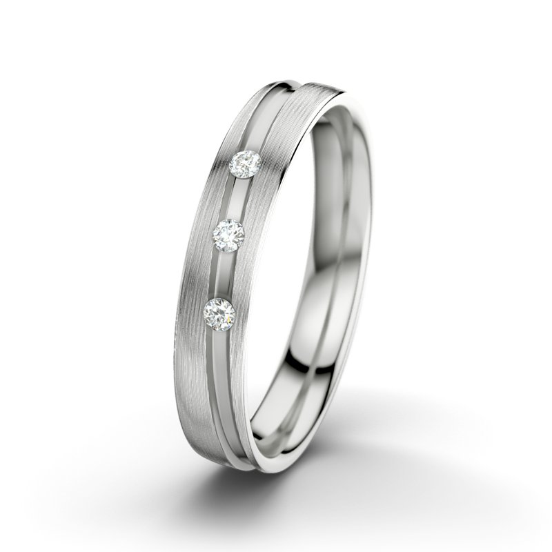 Diamantring Mr Darcy M4, Sterlingsilber 925 längsmatt, von vorn