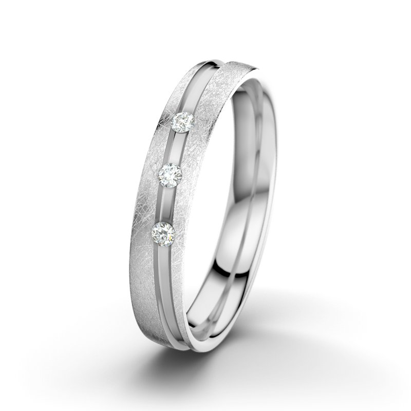 Diamantring Mr Darcy M4, Weißgold 750 eismatt, von vorn