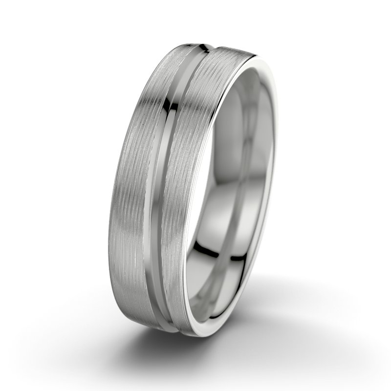 Kein Stein Platinum längsmattring Mr Darcy M6, Platinum 950 längsmatt, von vorn