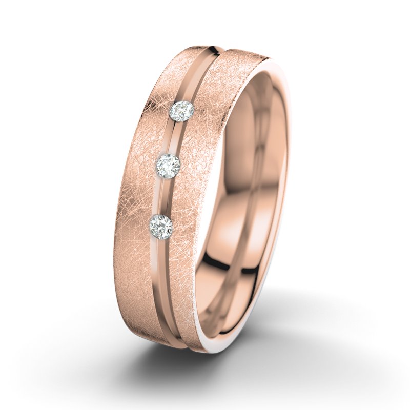 Diamantring Mr Darcy M6, Rotgold 750 eismatt, von vorn