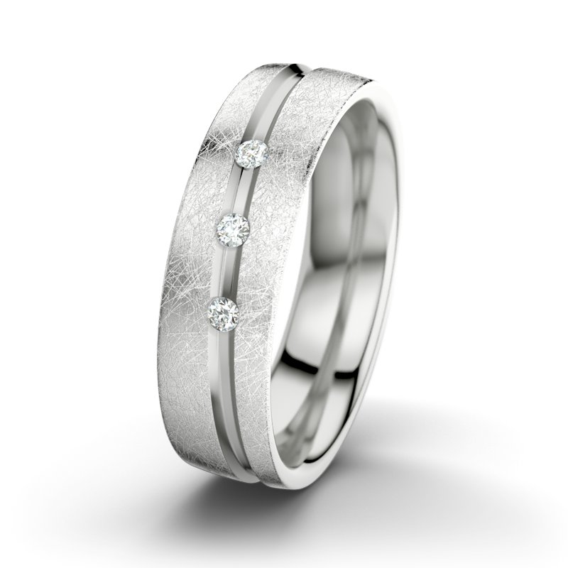 Diamantring Mr Darcy M6, Sterlingsilber 925 eismatt, von vorn